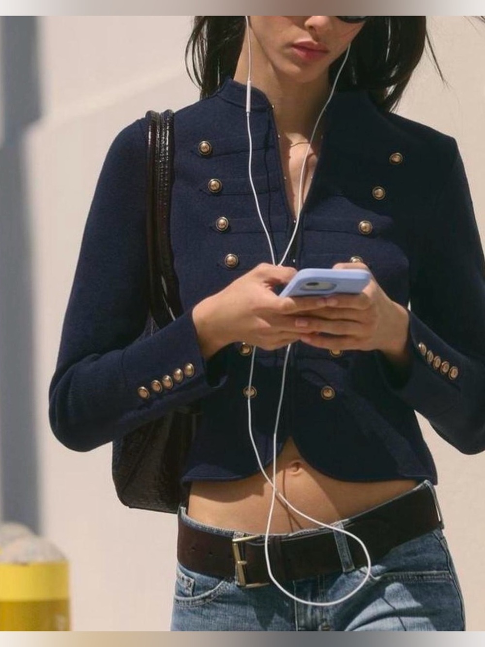 🔥🔥Zara Cropped Navy Military Button Jacket